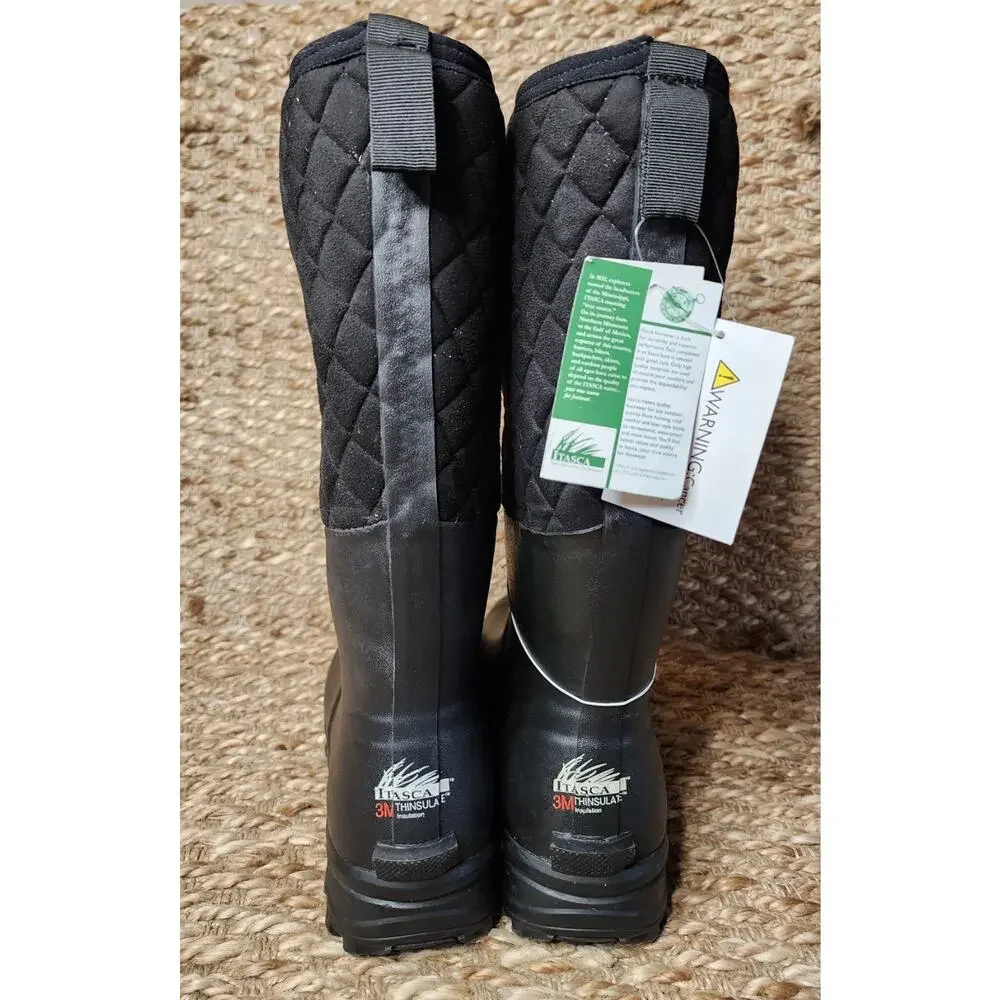 Itasca Women's 10 Katie II Black Quilted Muck Snow Boots Waterproof Insulated